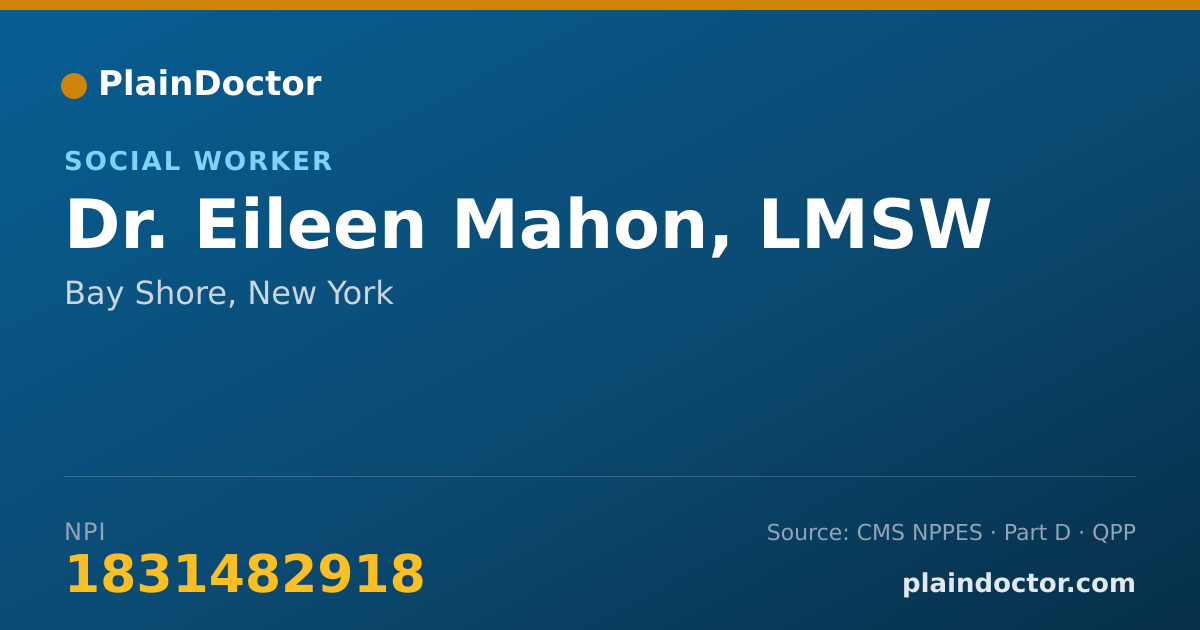 Shareable card for Eileen Mahon, LMSW - Social Worker, Bay Shore, NY