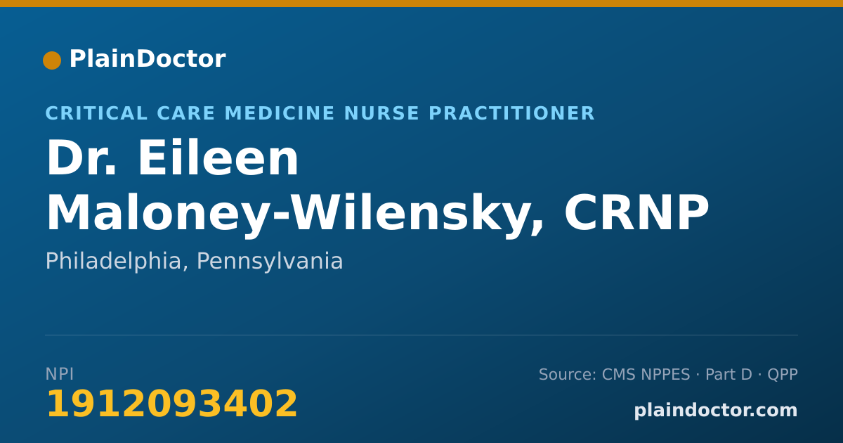 Shareable card for Eileen Maloney-Wilensky, CRNP - Critical Care Medicine Nurse Practitioner, Philadelphia, PA
