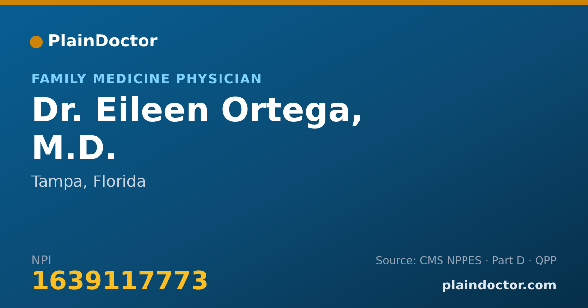 Shareable card for Eileen Ortega, M.D. - Family Medicine Physician, Tampa, FL