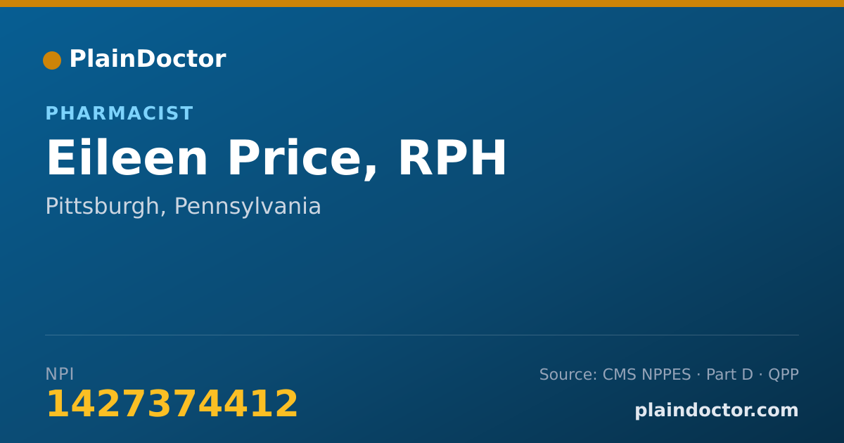Shareable card for Eileen Price, RPH - Pharmacist, Pittsburgh, PA