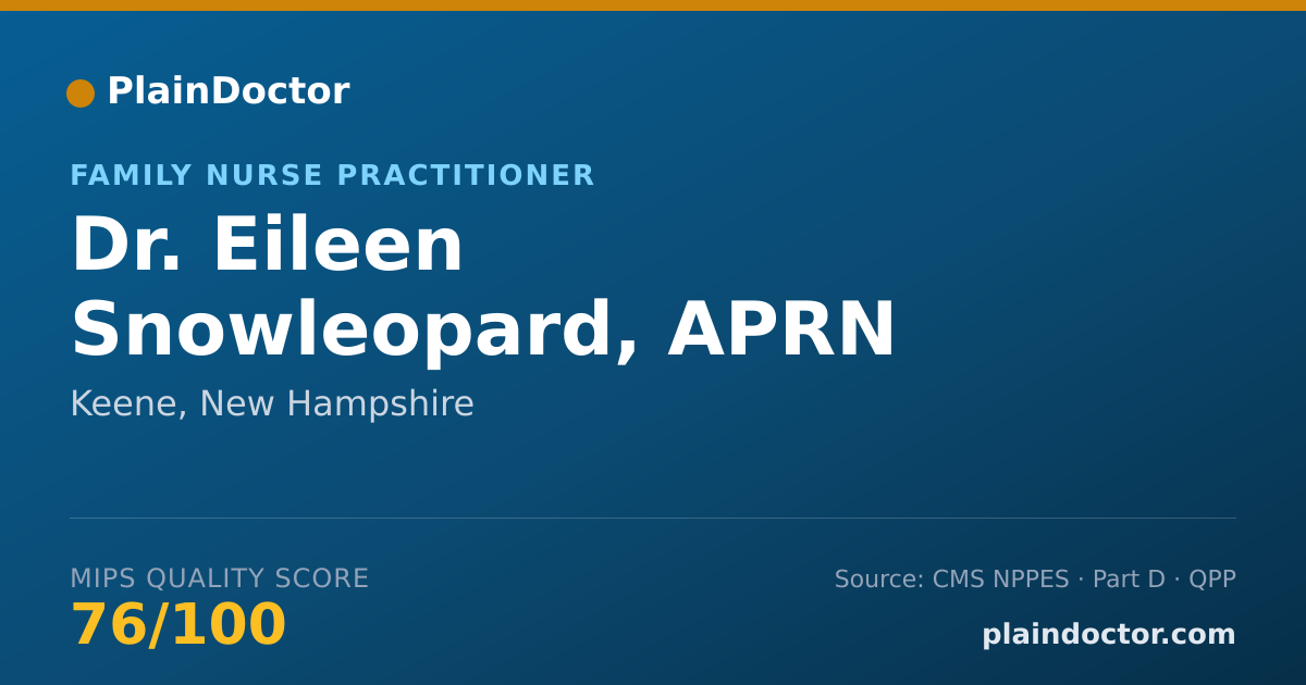 Shareable card for Eileen Snowleopard, APRN - Family Nurse Practitioner, Keene, NH