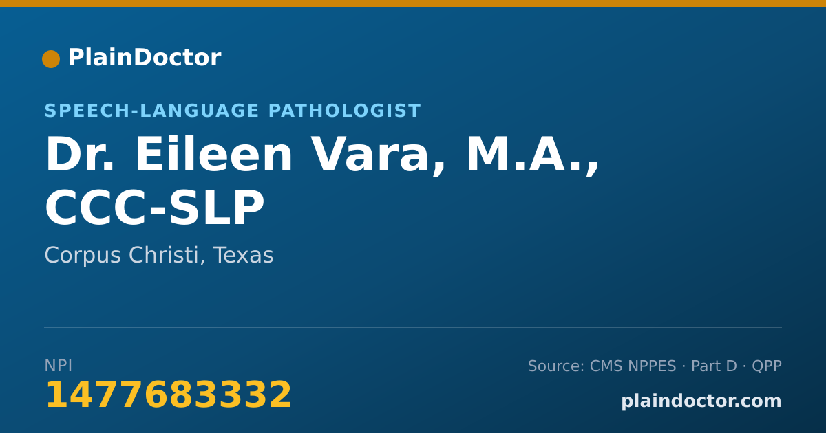 Shareable card for Eileen Vara, M.A., CCC-SLP - Speech-Language Pathologist, Corpus Christi, TX
