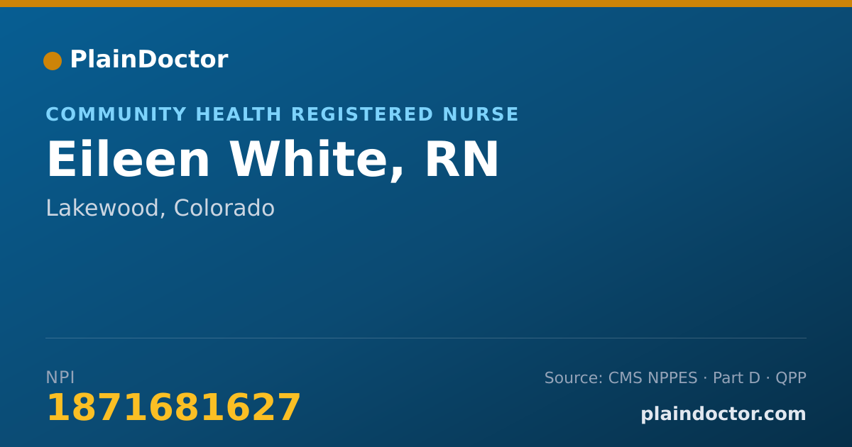 Shareable card for Eileen White, RN - Community Health Registered Nurse, Lakewood, CO