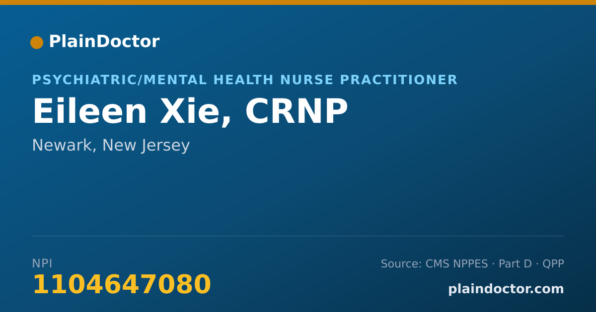 Shareable card for Eileen Xie, CRNP - Psychiatric/Mental Health Nurse Practitioner, Newark, NJ