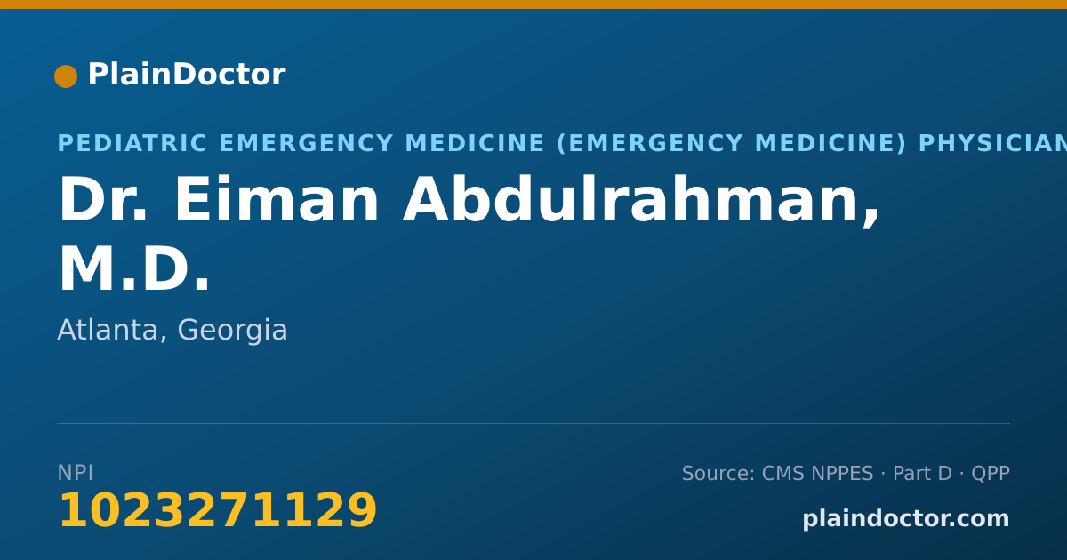 Shareable card for Eiman Abdulrahman, M.D. - Pediatric Emergency Medicine (Emergency Medicine) Physician, Atlanta, GA