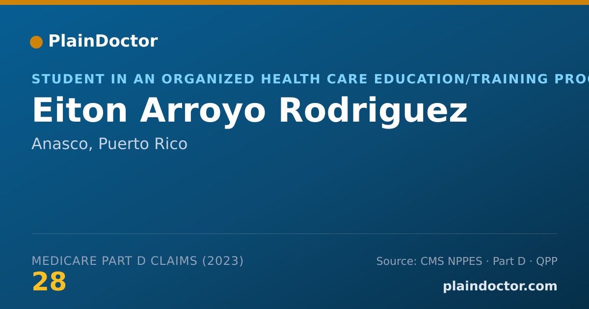Shareable card for Eiton Arroyo Rodriguez - Student in an Organized Health Care Education/Training Program, Anasco, PR