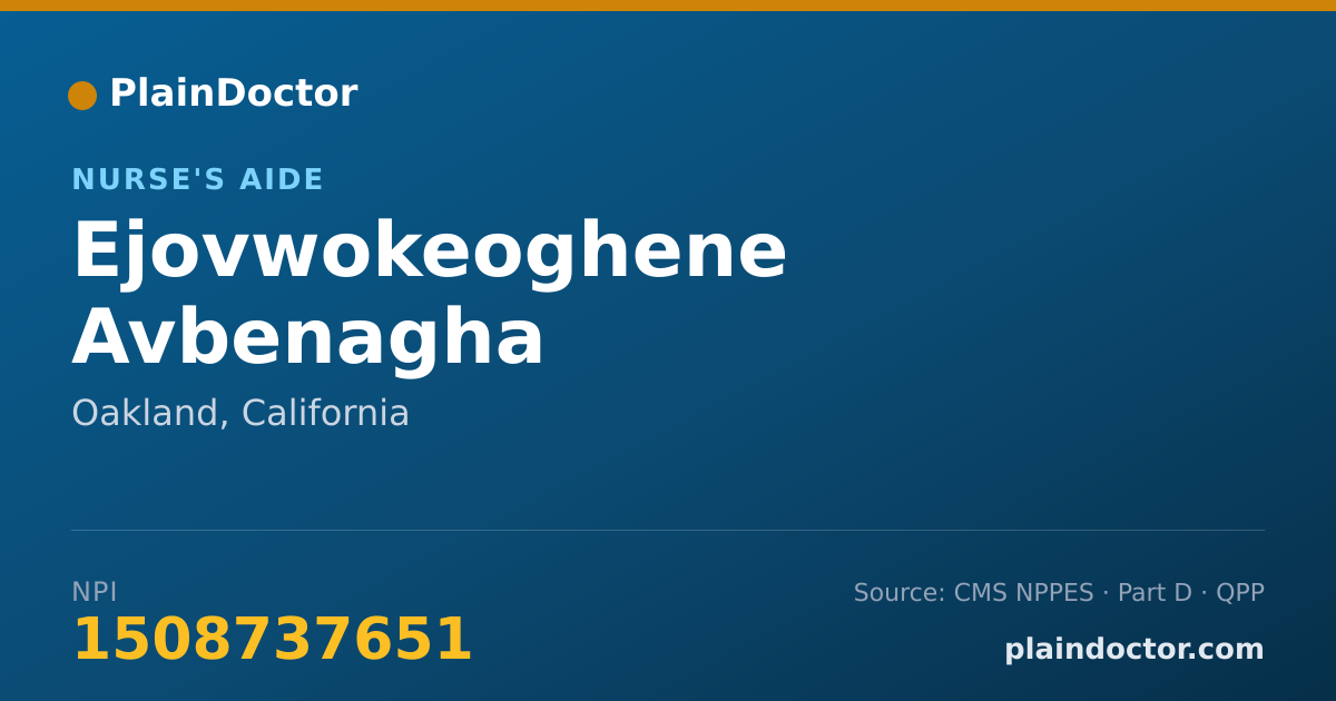 Shareable card for Ejovwokeoghene Avbenagha - Nurse's Aide, Oakland, CA