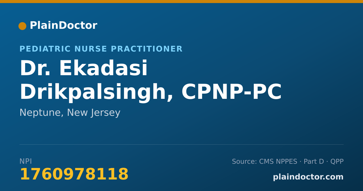 Shareable card for Ekadasi Drikpalsingh, CPNP-PC - Pediatric Nurse Practitioner, Neptune, NJ