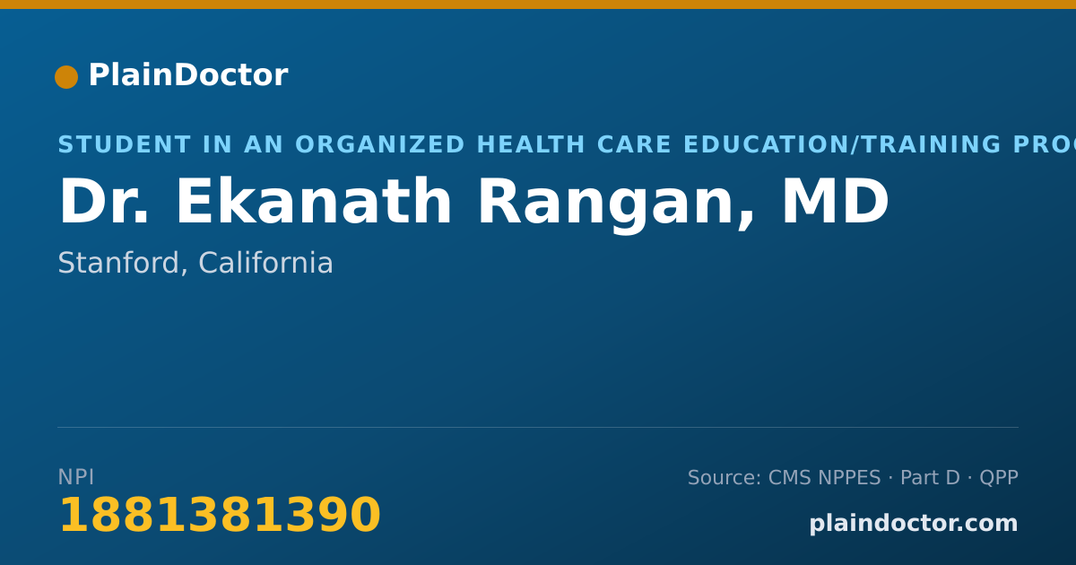 Shareable card for Ekanath Rangan, MD - Student in an Organized Health Care Education/Training Program, Stanford, CA