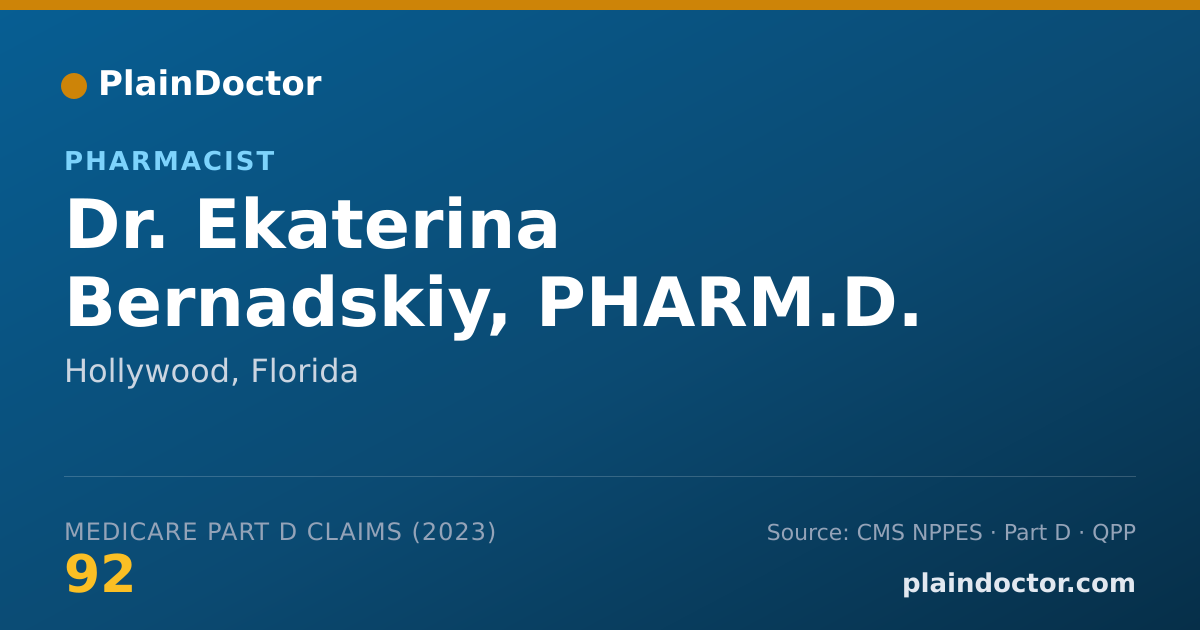 Shareable card for Ekaterina Bernadskiy, PHARM.D. - Pharmacist, Hollywood, FL