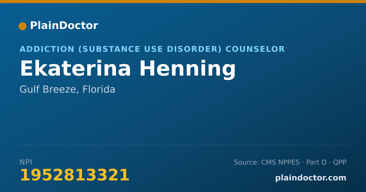 Shareable card for Ekaterina Henning - Addiction (Substance Use Disorder) Counselor, Gulf Breeze, FL