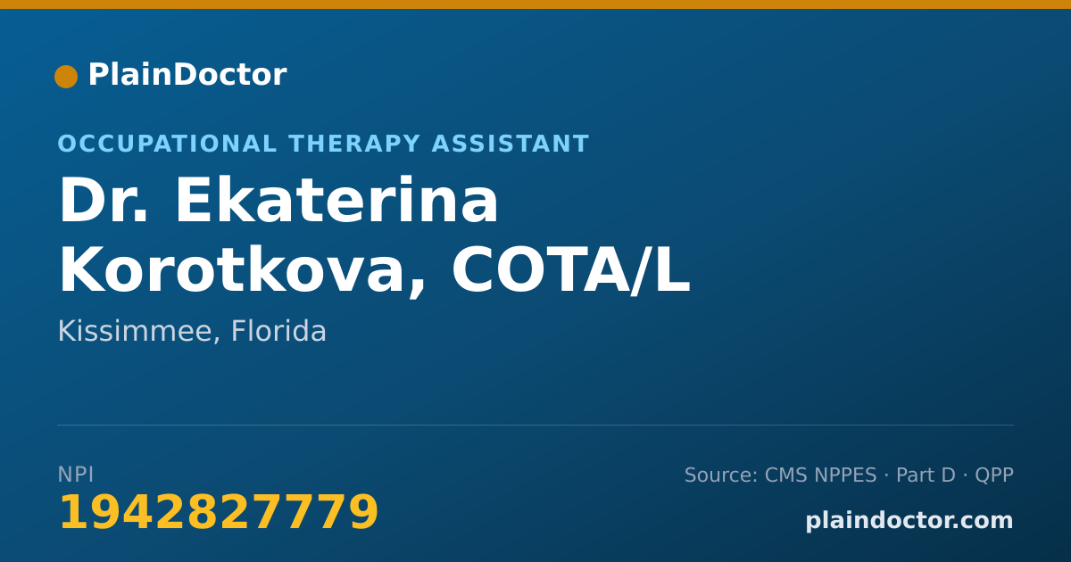 Shareable card for Ekaterina Korotkova, COTA/L - Occupational Therapy Assistant, Kissimmee, FL
