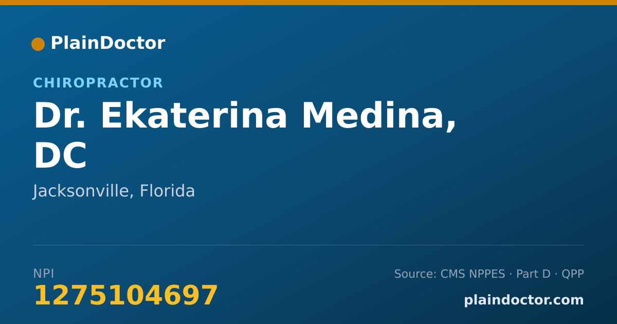 Shareable card for Ekaterina Medina, DC - Chiropractor, Jacksonville, FL