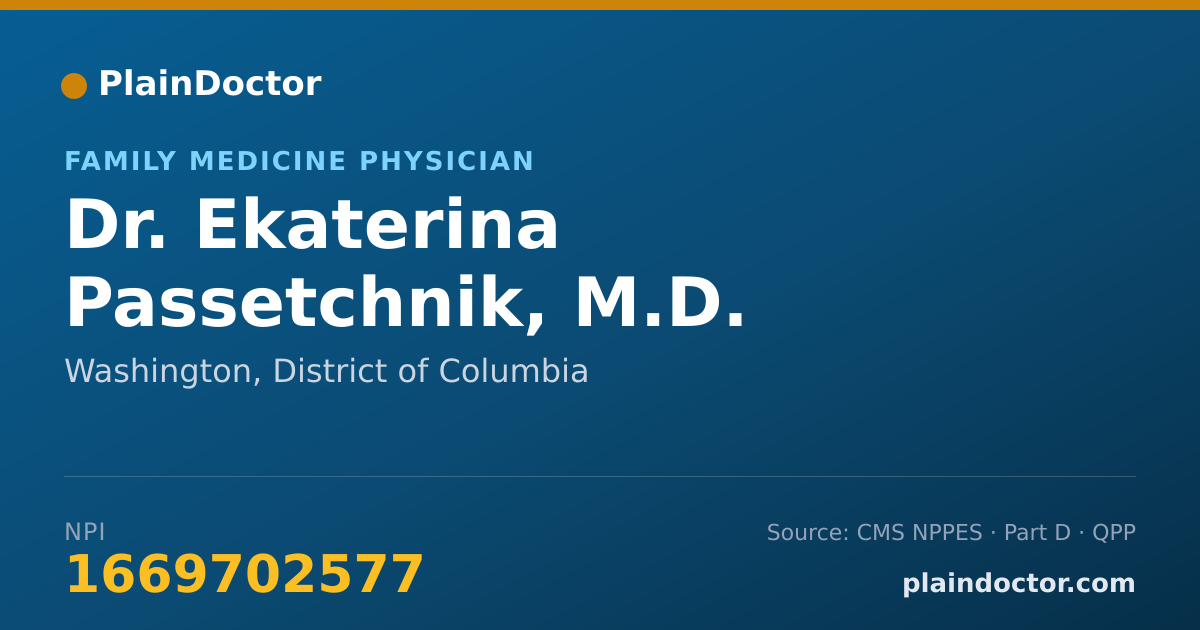 Shareable card for Ekaterina Passetchnik, M.D. - Family Medicine Physician, Washington, DC