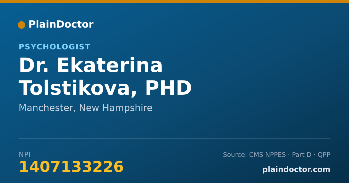 Shareable card for Ekaterina Tolstikova, PHD - Psychologist, Manchester, NH