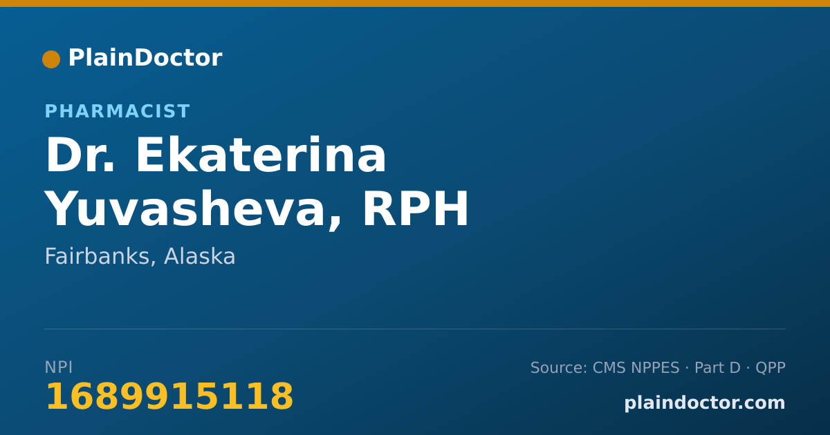 Shareable card for Ekaterina Yuvasheva, RPH - Pharmacist, Fairbanks, AK