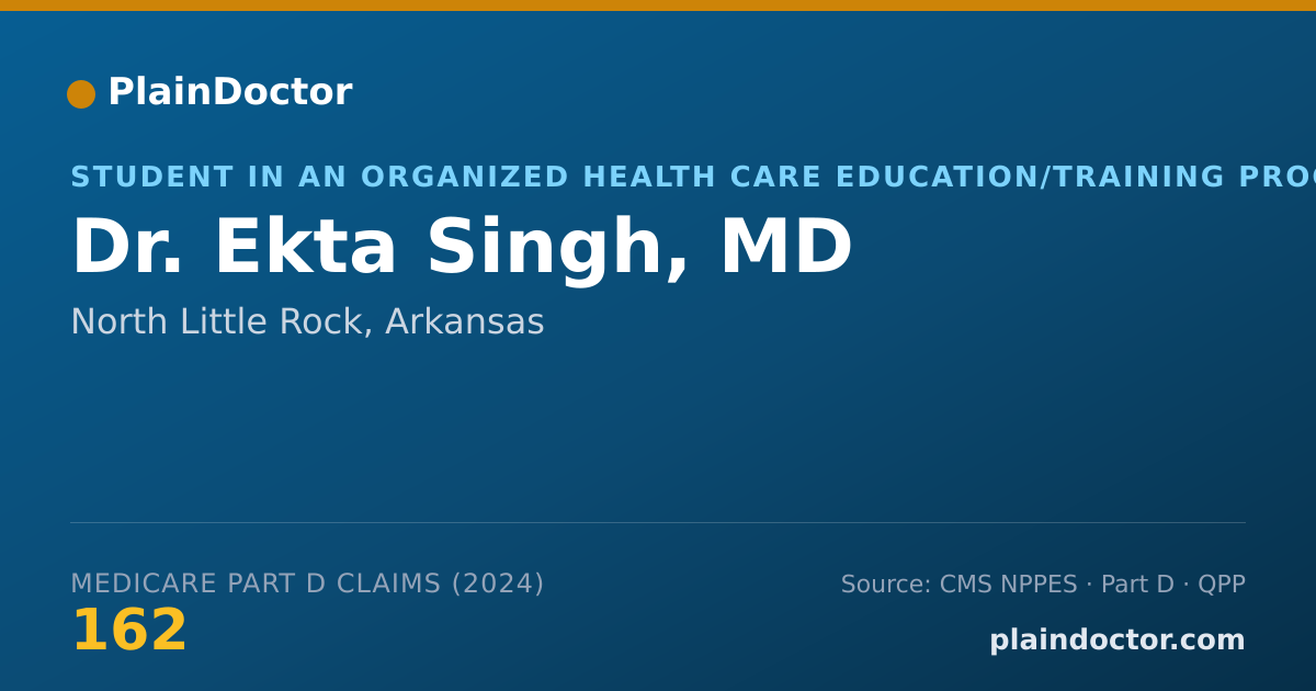 Shareable card for Ekta Singh, MD - Student in an Organized Health Care Education/Training Program, North Little Rock, AR