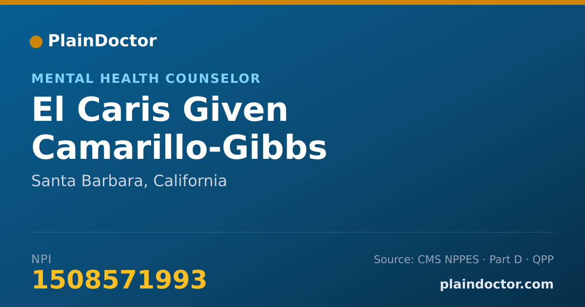 Shareable card for El Caris Given Camarillo-Gibbs - Mental Health Counselor, Santa Barbara, CA