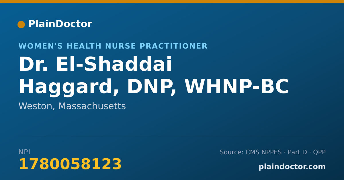 Shareable card for El-Shaddai Haggard, DNP, WHNP-BC - Women's Health Nurse Practitioner, Weston, MA