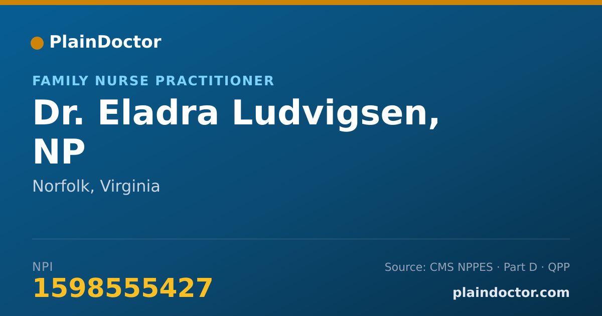 Shareable card for Eladra Ludvigsen, NP - Family Nurse Practitioner, Norfolk, VA