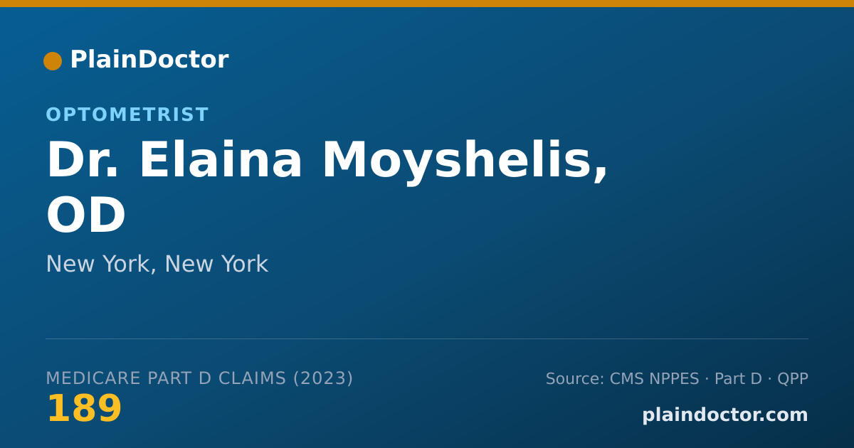 Shareable card for Elaina Moyshelis, OD - Optometrist, New York, NY
