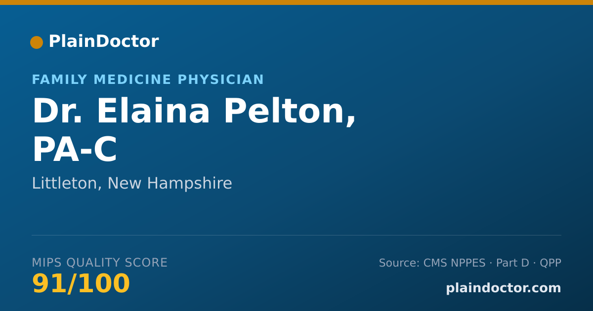 Shareable card for Elaina Pelton, PA-C - Family Medicine Physician, Littleton, NH