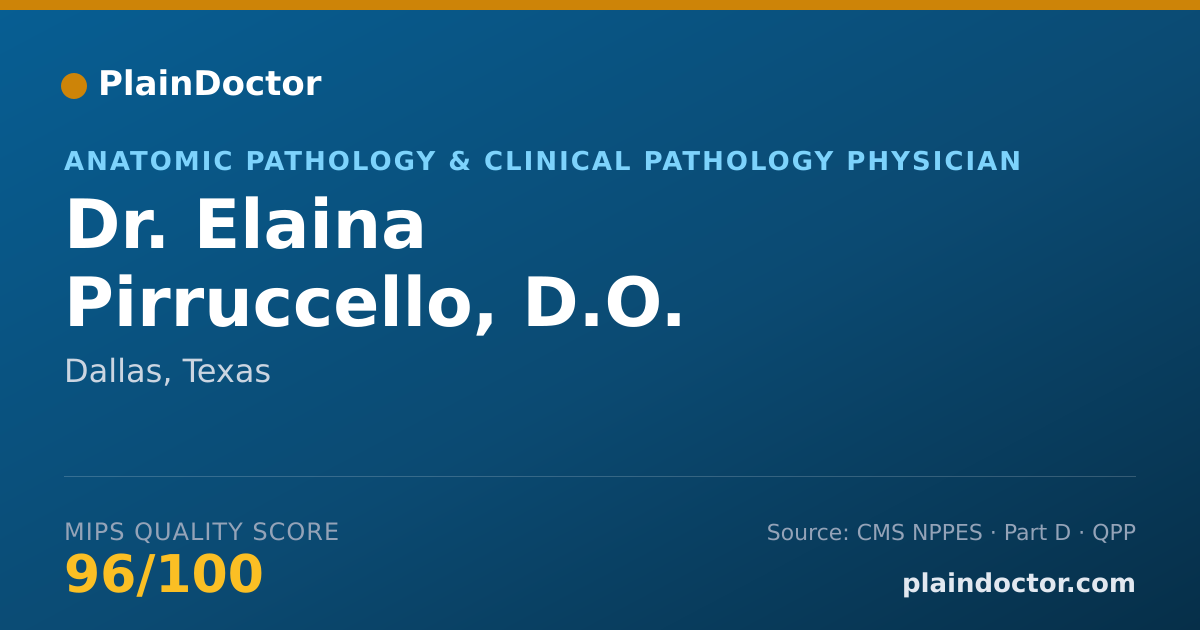 Shareable card for Elaina Pirruccello, D.O. - Anatomic Pathology & Clinical Pathology Physician, Dallas, TX