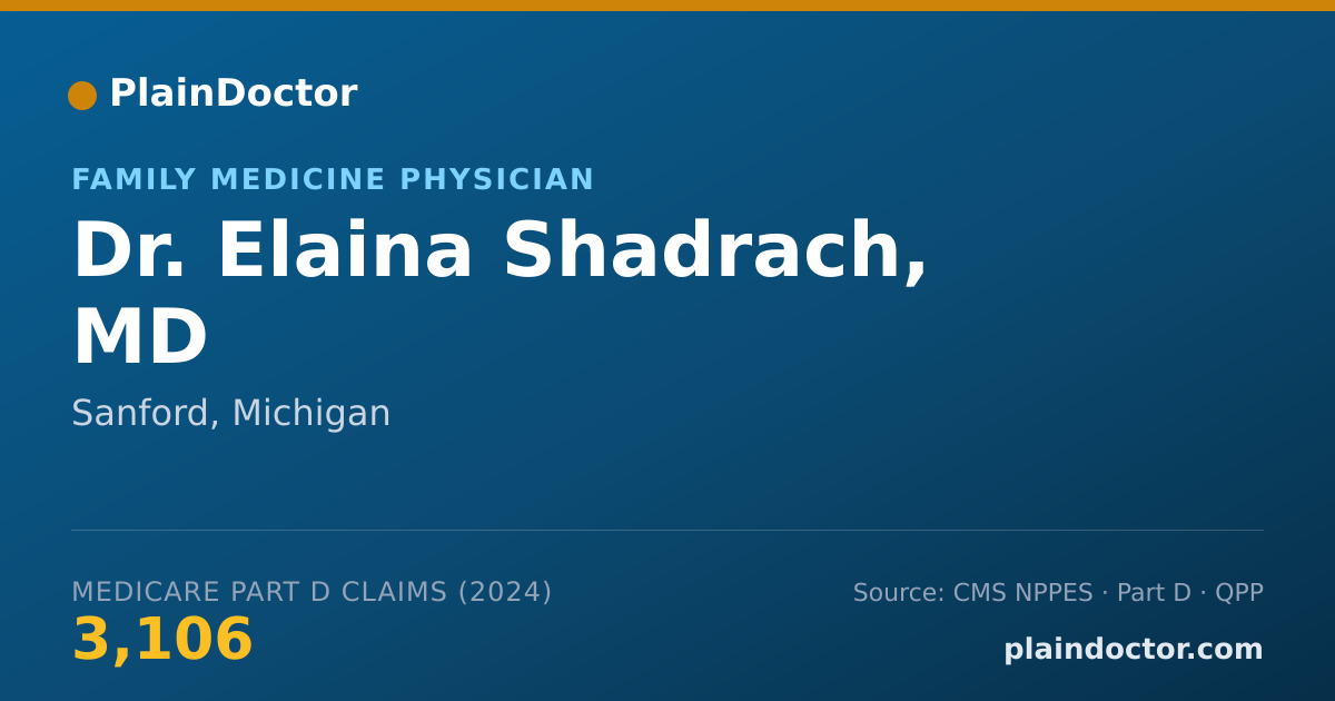 Shareable card for Elaina Shadrach, MD - Family Medicine Physician, Sanford, MI