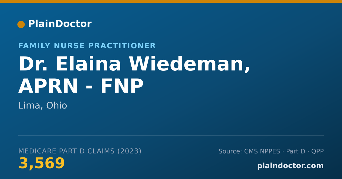 Shareable card for Elaina Wiedeman, APRN - FNP - Family Nurse Practitioner, Lima, OH