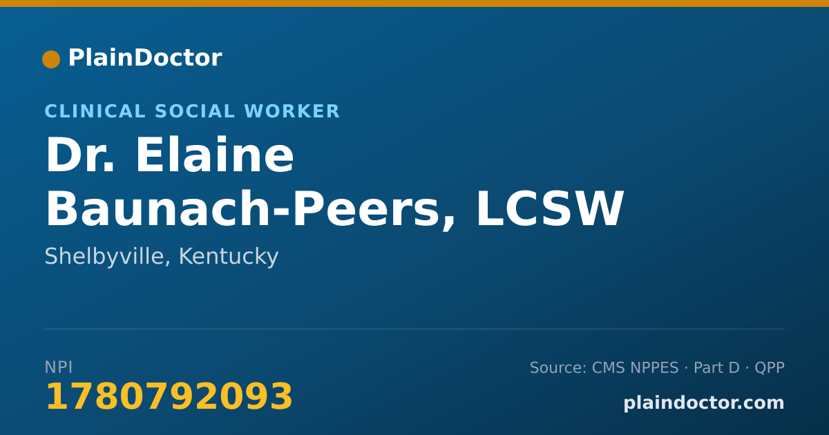 Shareable card for Elaine Baunach-Peers, LCSW - Clinical Social Worker, Shelbyville, KY