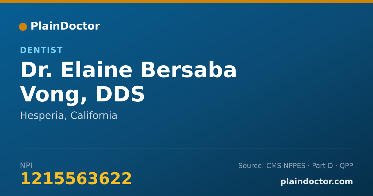 Shareable card for Elaine Bersaba Vong, DDS - Dentist, Hesperia, CA