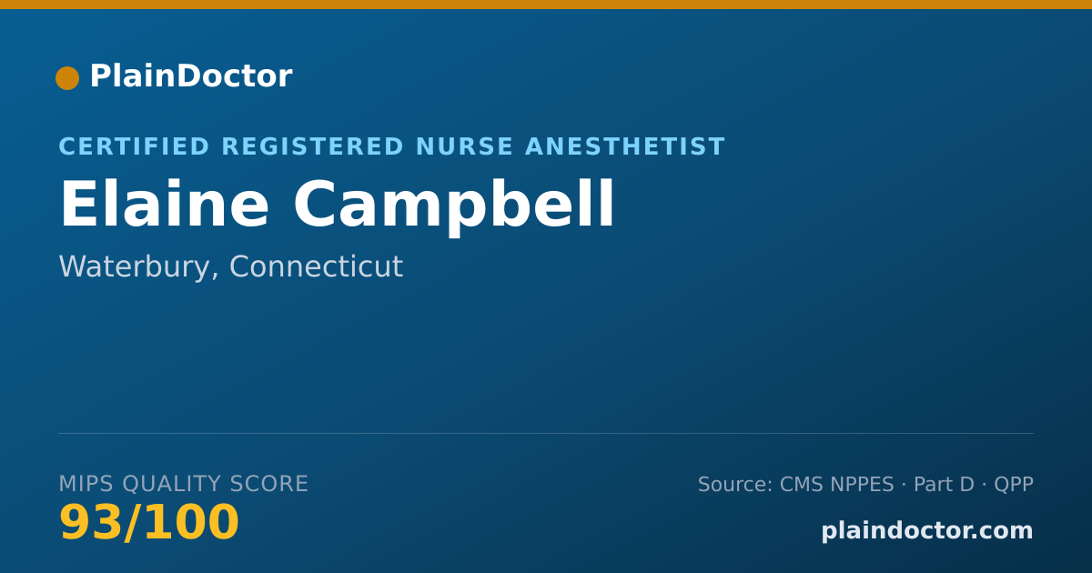 Shareable card for Elaine Campbell - Certified Registered Nurse Anesthetist, Waterbury, CT