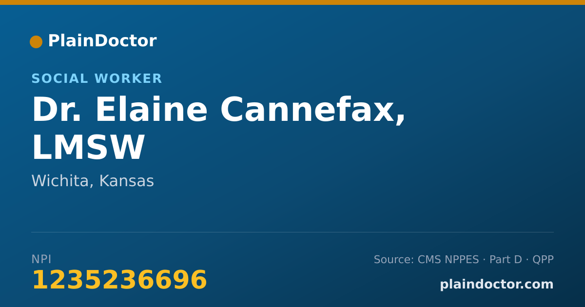 Shareable card for Elaine Cannefax, LMSW - Social Worker, Wichita, KS
