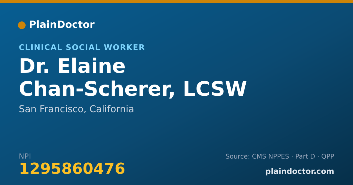 Shareable card for Elaine Chan-Scherer, LCSW - Clinical Social Worker, San Francisco, CA