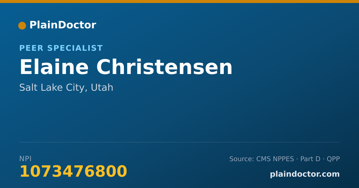 Shareable card for Elaine Christensen - Peer Specialist, Salt Lake City, UT
