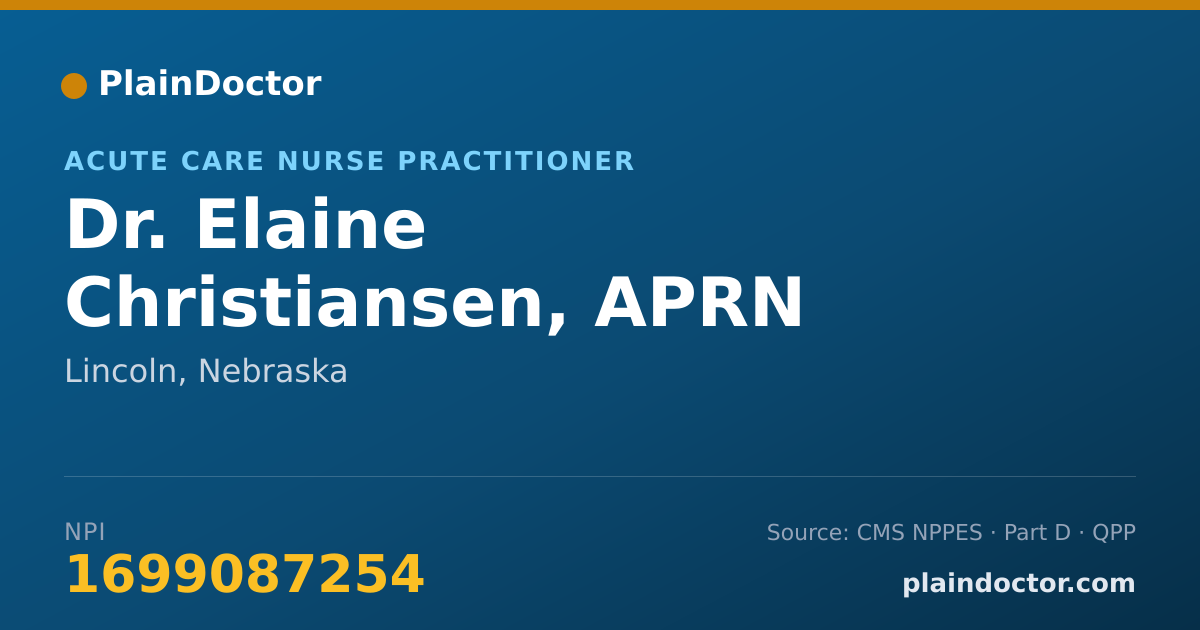 Shareable card for Elaine Christiansen, APRN - Acute Care Nurse Practitioner, Lincoln, NE