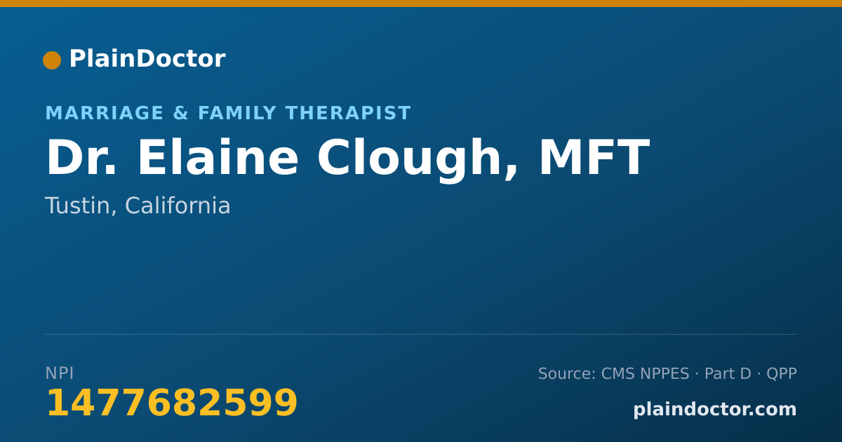 Shareable card for Elaine Clough, MFT - Marriage & Family Therapist, Tustin, CA