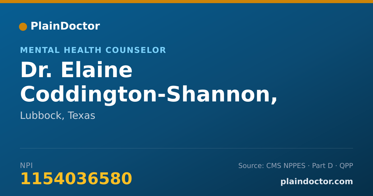 Shareable card for Elaine Coddington-Shannon, LPC - Mental Health Counselor, Lubbock, TX