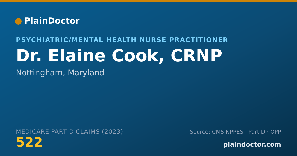 Shareable card for Elaine Cook, CRNP - Psychiatric/Mental Health Nurse Practitioner, Nottingham, MD
