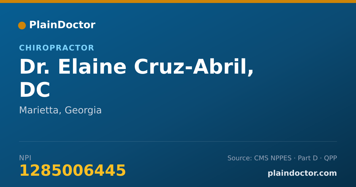 Shareable card for Elaine Cruz-Abril, DC - Chiropractor, Marietta, GA