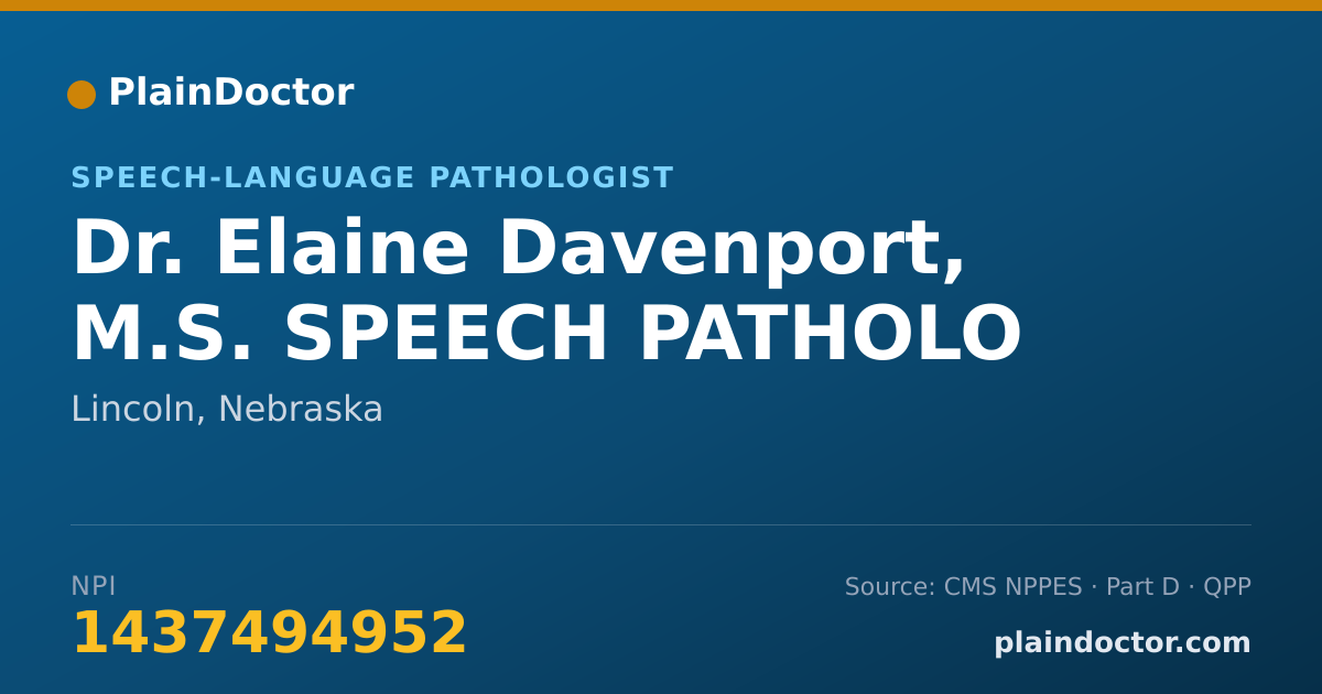 Shareable card for Elaine Davenport, M.S.  SPEECH PATHOLO - Speech-Language Pathologist, Lincoln, NE