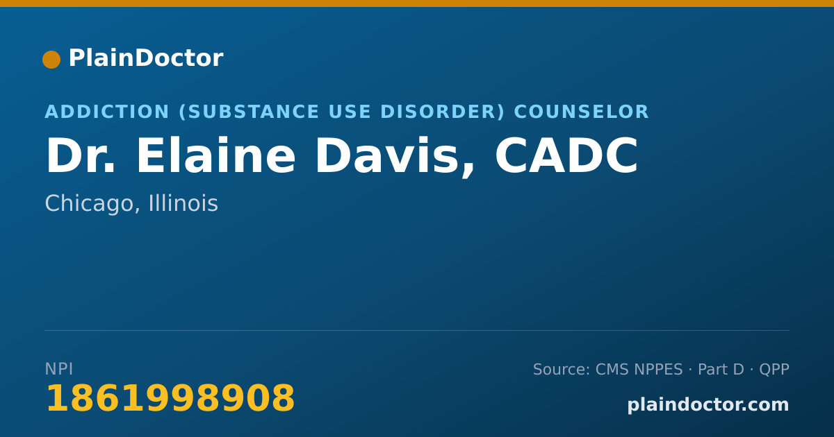 Shareable card for Elaine Davis, CADC - Addiction (Substance Use Disorder) Counselor, Chicago, IL