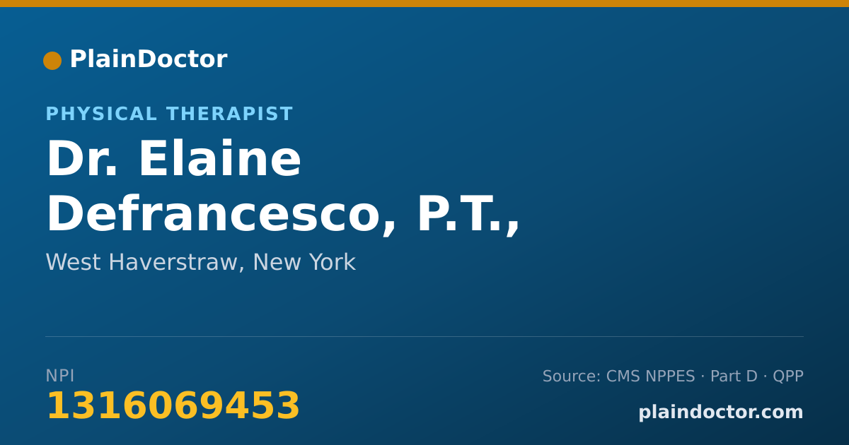 Shareable card for Elaine Defrancesco, P.T., M.P.T. - Physical Therapist, West Haverstraw, NY