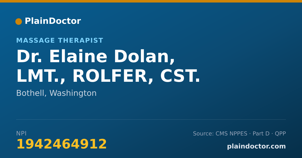 Shareable card for Elaine Dolan, LMT., ROLFER, CST. - Massage Therapist, Bothell, WA