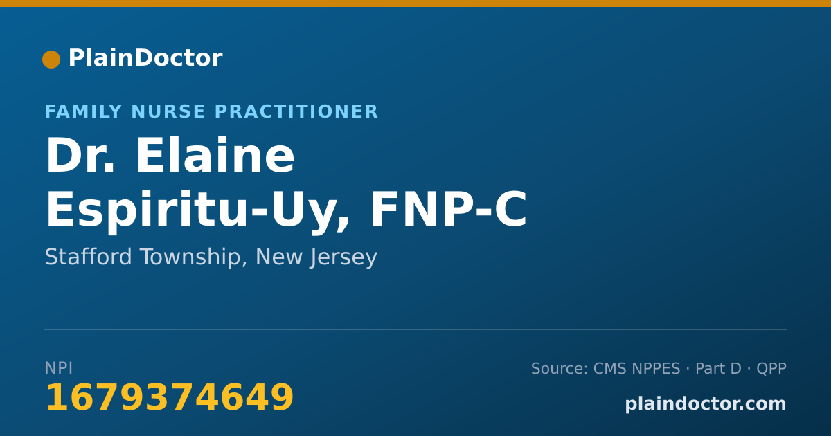 Shareable card for Elaine Espiritu-Uy, FNP-C - Family Nurse Practitioner, Stafford Township, NJ