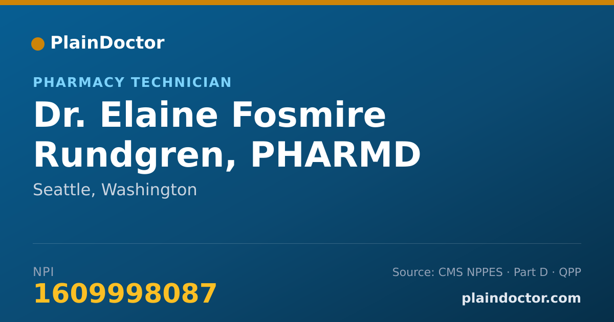 Shareable card for Elaine Fosmire Rundgren, PHARMD - Pharmacy Technician, Seattle, WA