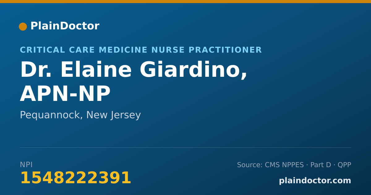 Shareable card for Elaine Giardino, APN-NP - Critical Care Medicine Nurse Practitioner, Pequannock, NJ