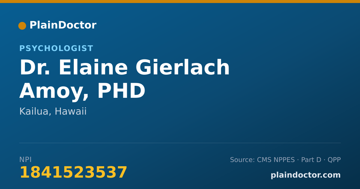 Shareable card for Elaine Gierlach Amoy, PHD - Psychologist, Kailua, HI