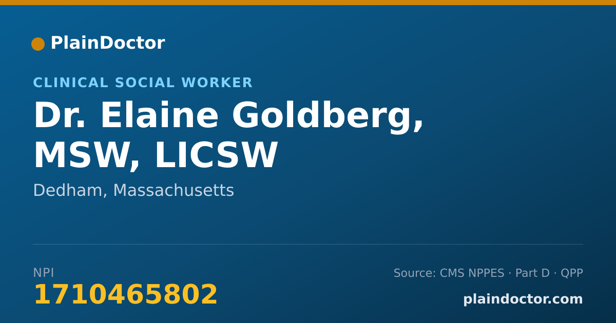 Shareable card for Elaine Goldberg, MSW, LICSW - Clinical Social Worker, Dedham, MA