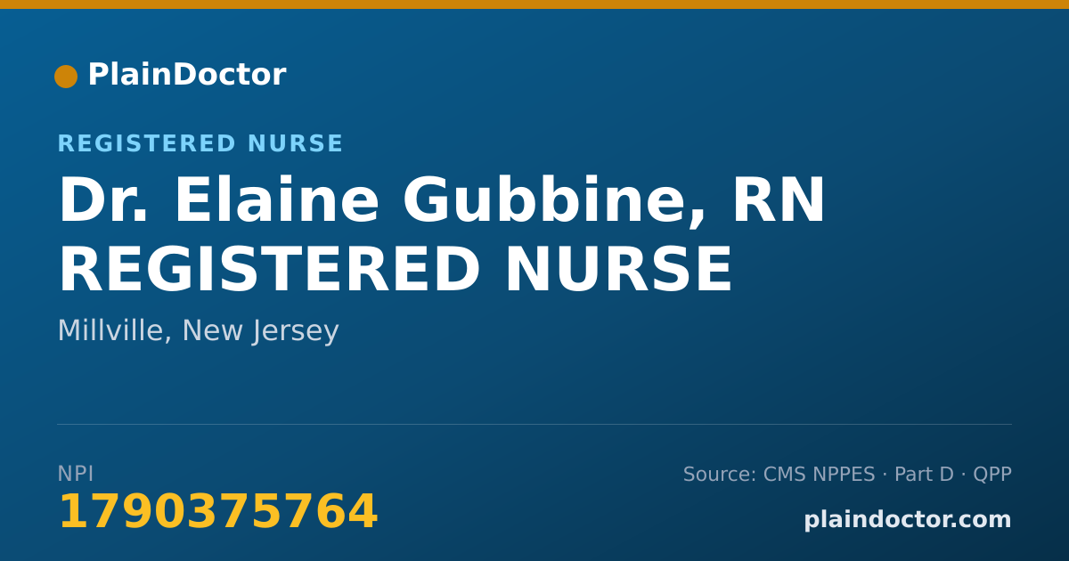 Shareable card for Elaine Gubbine, RN REGISTERED NURSE - Registered Nurse, Millville, NJ